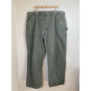 Carhartt B11 Dungaree Fit Carpenter Canvas Pants Mens 44x32‎ Green Distressed